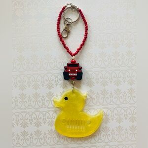 Handmade Resin Duck Jeep Rearview Mirror Charm- Keychain- Backpack - Purse Charm